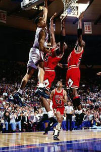 'The Dunk' over Horace Grant and Michael Jordan.